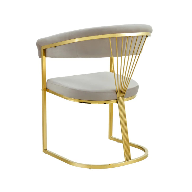 Ensemble Table à Manger et Chaises en Velours avec Piètement en Acier Gold - Meublei