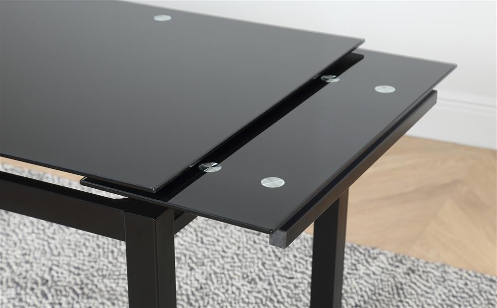 Table Extensible à Rallonge en Chêne Grisé ou Noir avec Piétement en Métal Noir