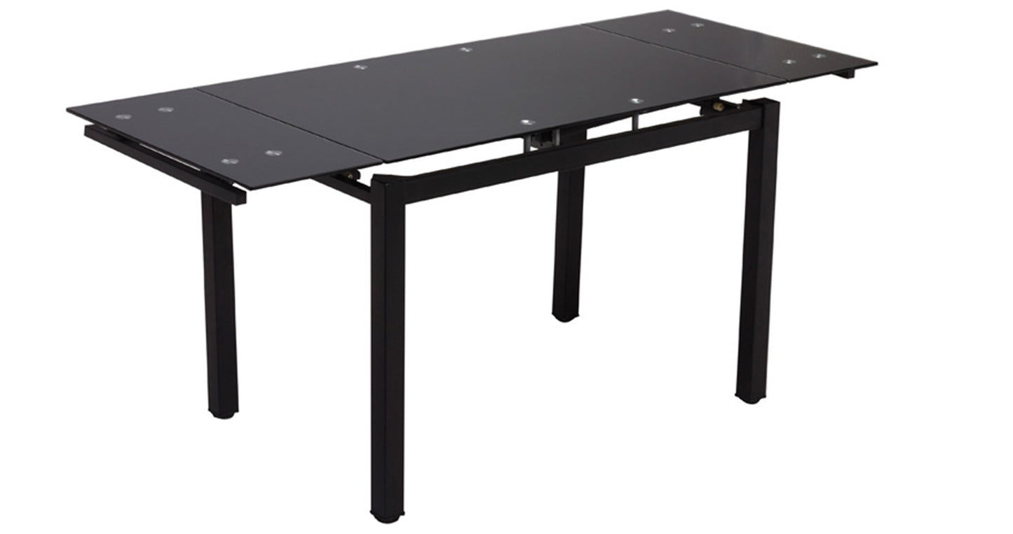 Table Extensible à Rallonge en Chêne Grisé ou Noir avec Piétement en Métal Noir