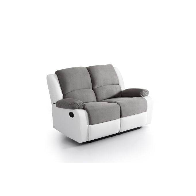 Ensemble canapé 9121 relax manuel 2 places + fauteuil manuel en microfibre et simili - Meublei