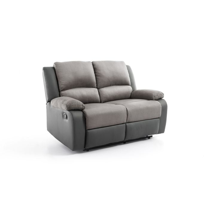 Ensemble canapé 9121 relax manuel 2 places + fauteuil manuel en microfibre et simili - Meublei