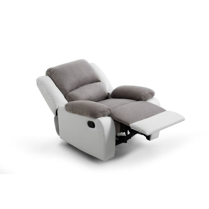 Ensemble canapé 9121 relax manuel 2 places + fauteuil manuel en microfibre et simili - Meublei