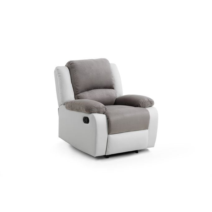 Ensemble canapé 9121 relax manuel 2 places + fauteuil manuel en microfibre et simili - Meublei