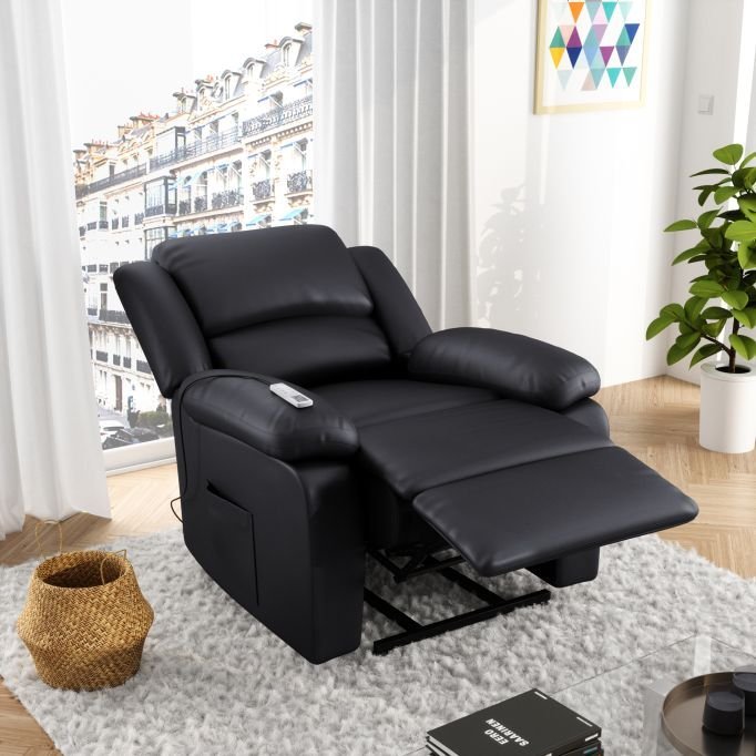 Fauteuil de relaxation électrique 9121 releveur, massant et chauffant en simili - Meublei