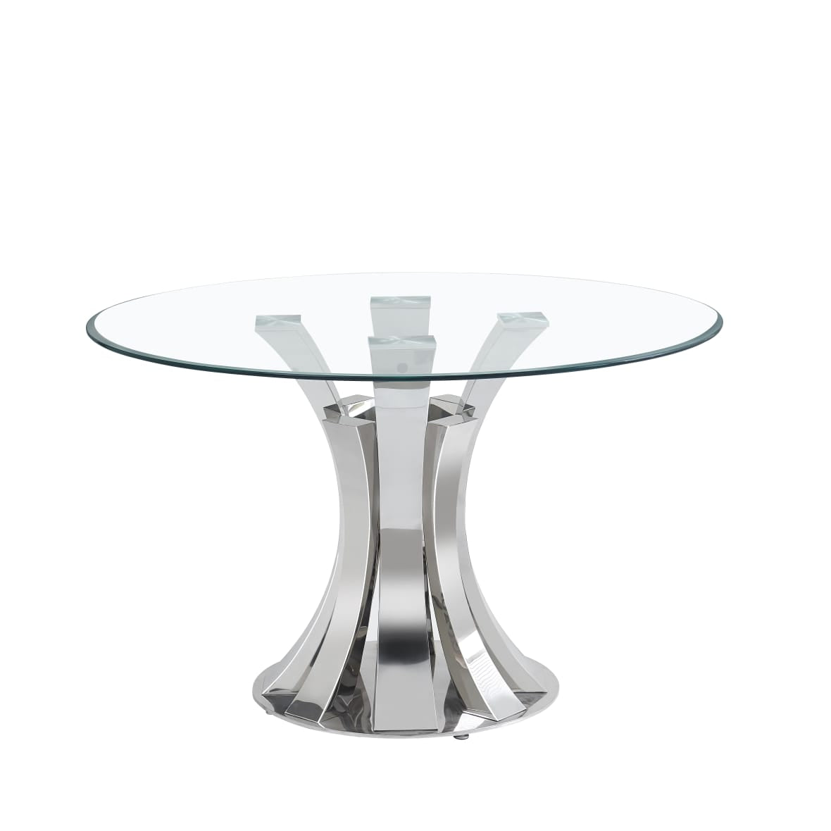 Table à Manger Ronde Livia Plateau transparent  plus Chaises Luna en Velours Beige avec Pied argenté - Meublei