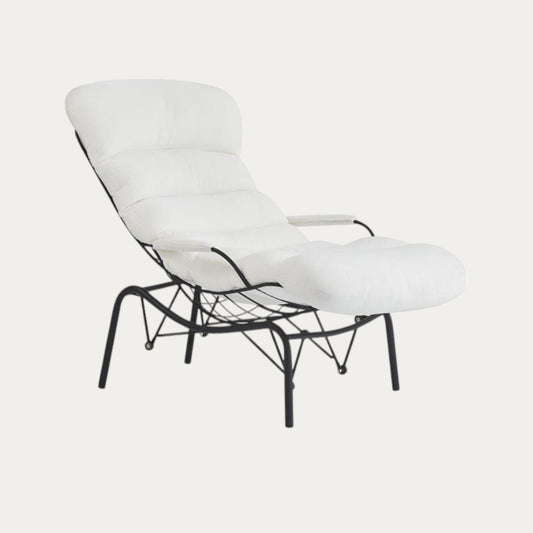 fauteuil  en tissu doudou blanc en métal noir - Meublei