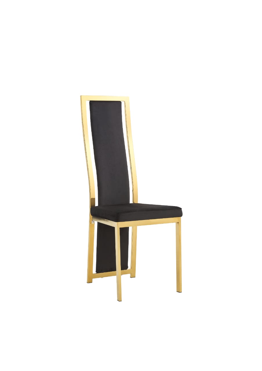 Ensemble de table à Manger  en Marbre Blanc et Chaises en Velours Noir - Meublei