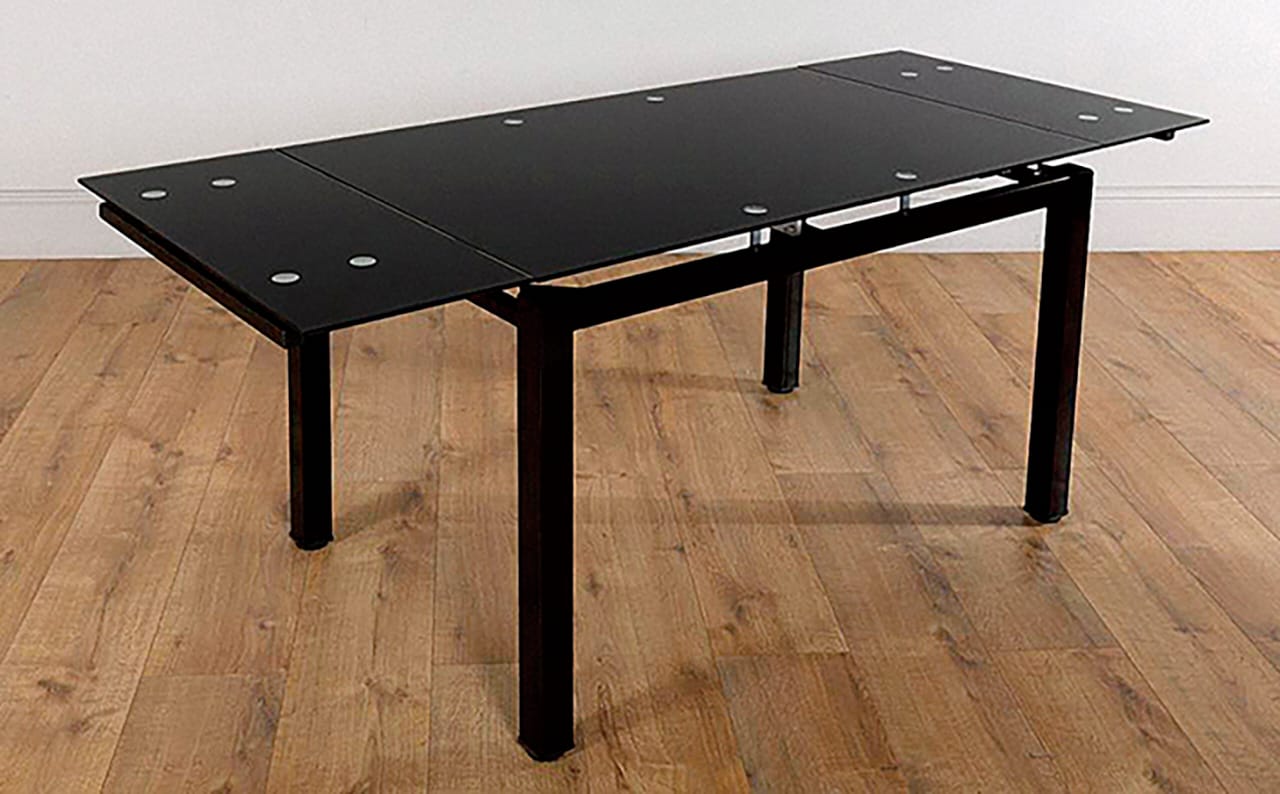 Table Extensible à Rallonge en Chêne Grisé ou Noir avec Piétement en Métal Noir