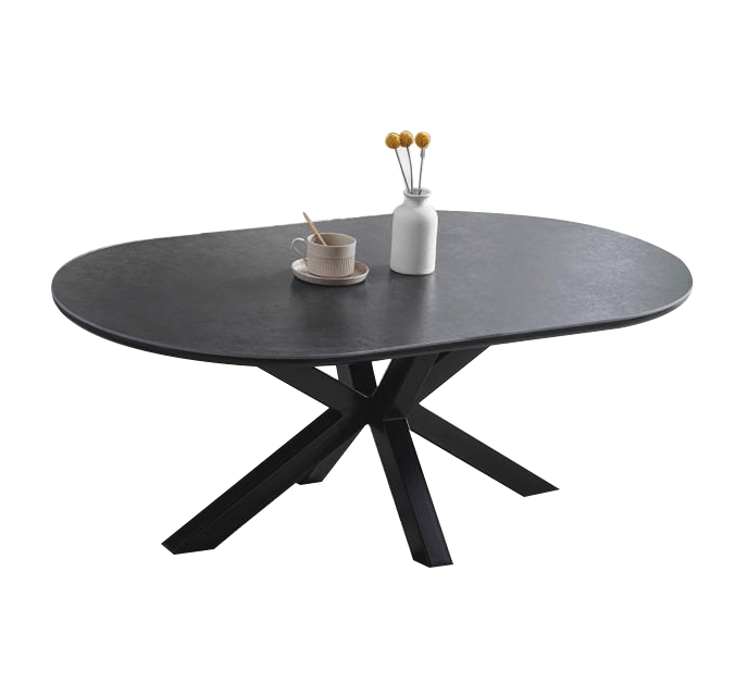 Table basse BARI plateau céramique noir pieds noirs acier inoxydable - Meublei