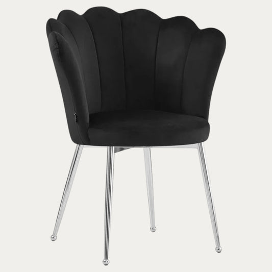 Lot de 2 Chaises avec assise en velours, piètement en acier Noir ou Argenté - Meublei