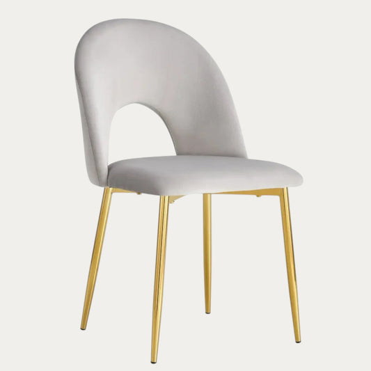 Lot de 4 Chaises Fiore avec Assise en Velours et Piètement en Acier - Meublei