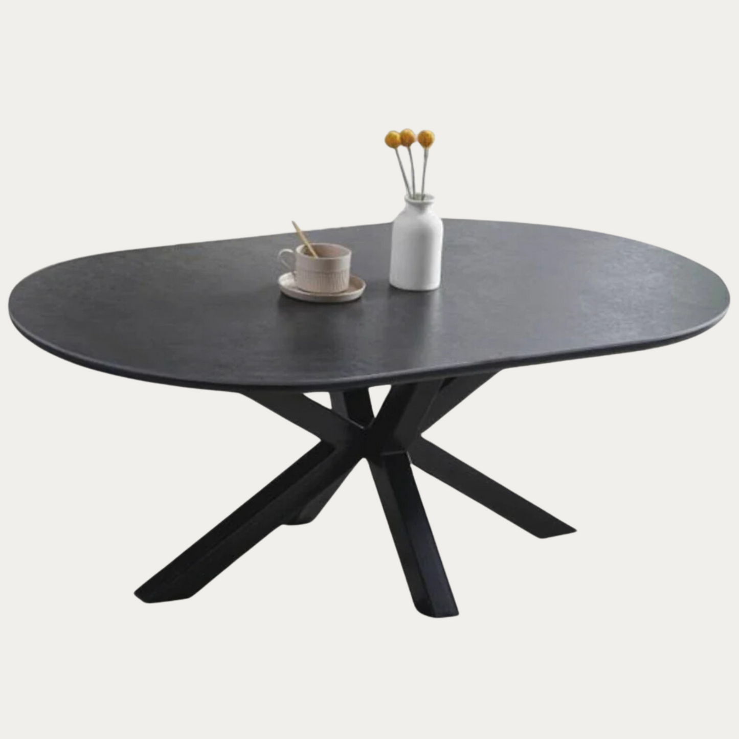 Table basse BARI plateau céramique noir pieds noirs acier inoxydable - Meublei