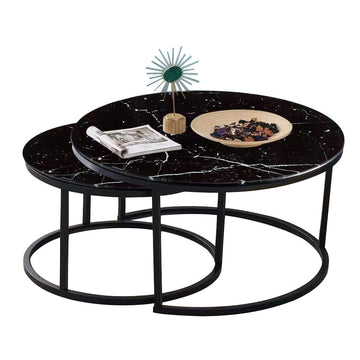 Table basse ronde plateau marbre couleur noir