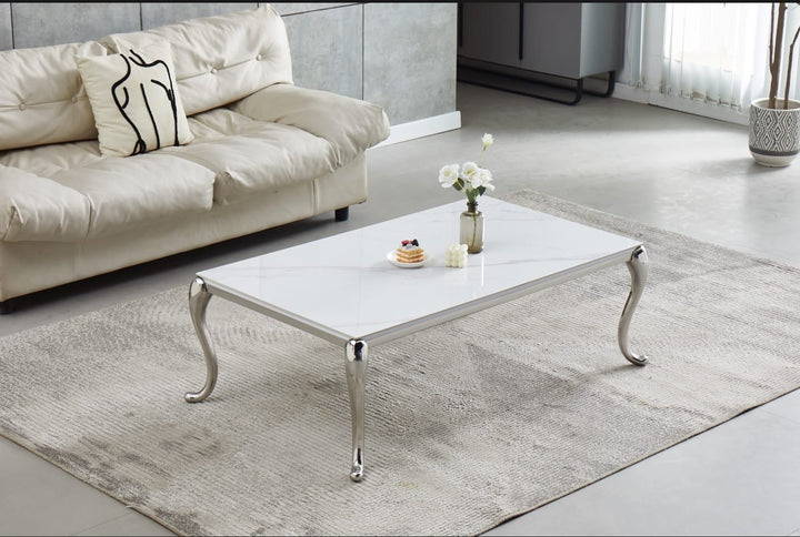 Table basse ceramique en marbre blanc