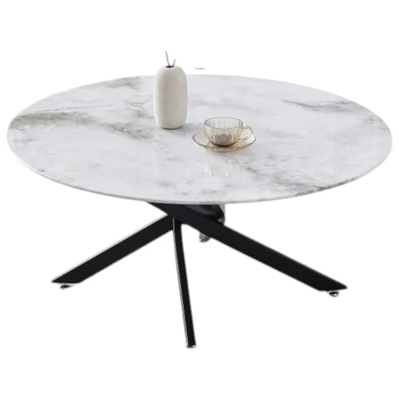 Table basse avec plateau transparent, blanc et gris et pieds noirs