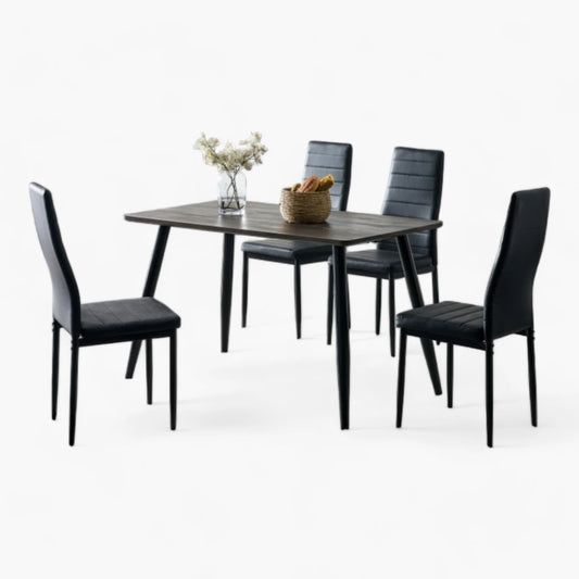 Table repas scandinave bois noyer chêne pieds noir