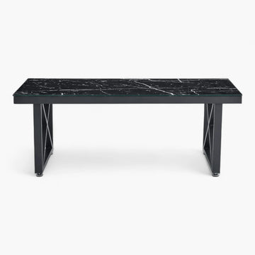 Table à manger en marbre noir et pieds noirs