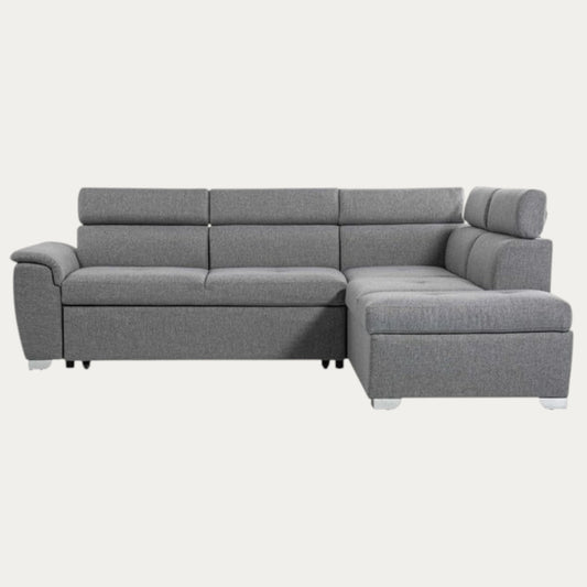 Canapé d'angle convertible avec coffre en tissu - Meublei