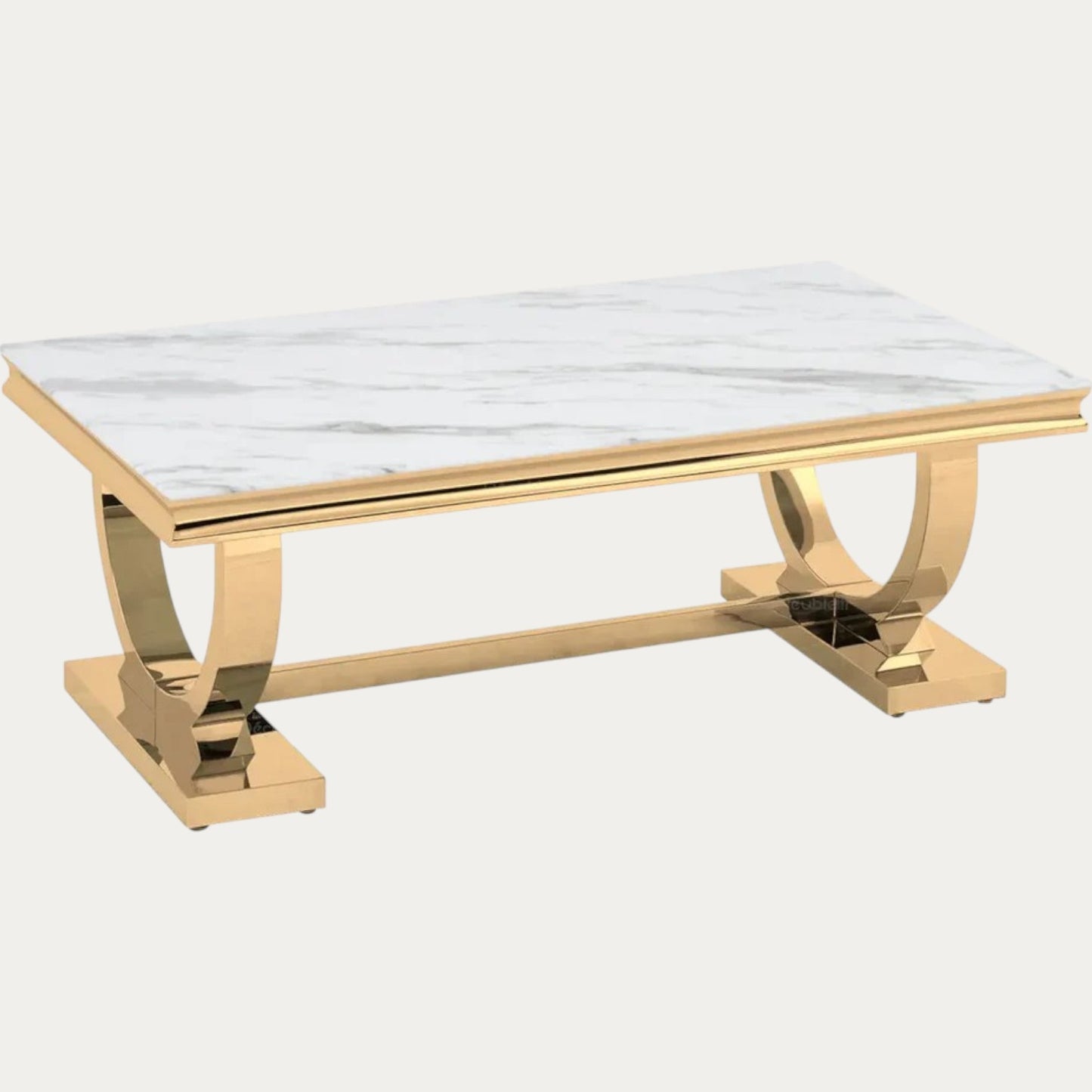 Table basse Plateau en marbre blanc avec structure en acier inoxydable doré ou chromé - Meublei