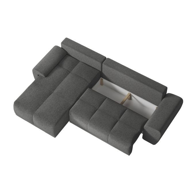 Canapé d'angle MATEO fixe convertible avec coffre en tissu - Meublei