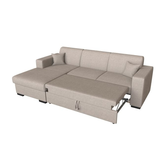 Canapé d'angle CARMINO convertible avec coffre en tissu - Meublei