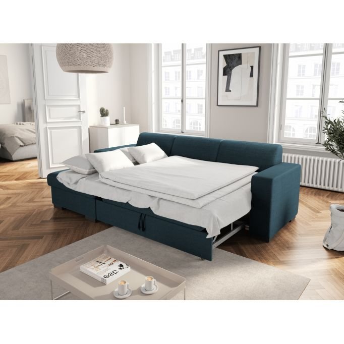 Canapé d'angle CARMINO convertible avec coffre en tissu - Meublei