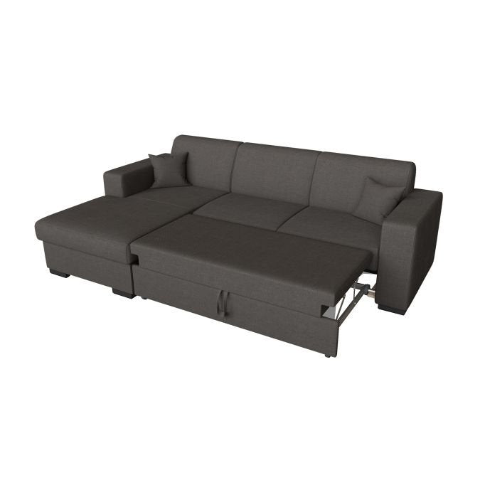 Canapé d'angle CARMINO convertible avec coffre en tissu - Meublei