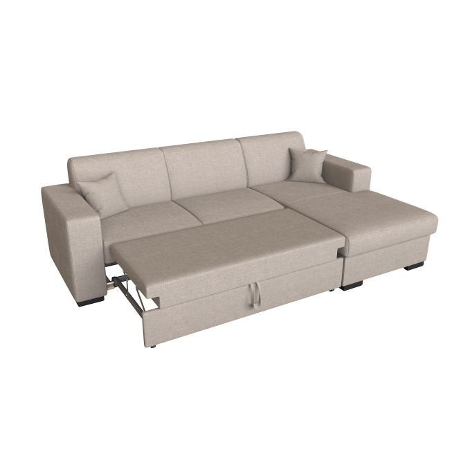 Canapé d'angle CARMINO convertible avec coffre en tissu - Meublei