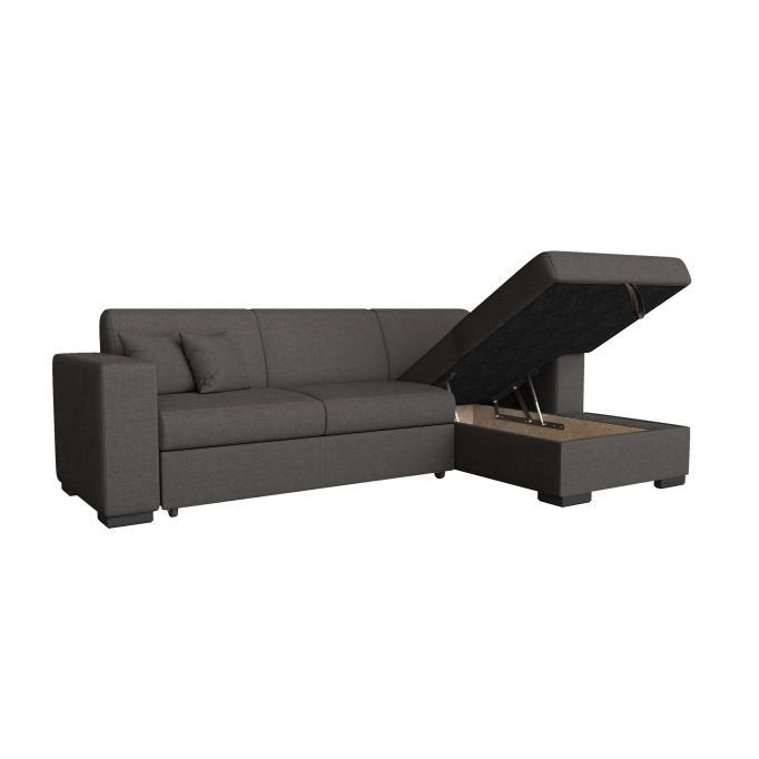 Canapé d'angle CARMINO convertible avec coffre en tissu - Meublei