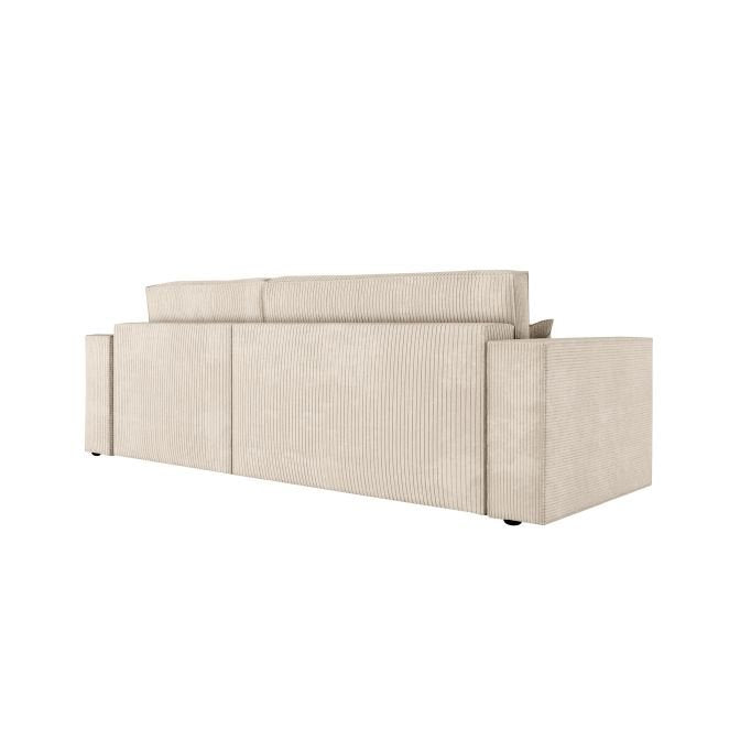 Canapé d'angle CATTERINA convertible réversible avec pouf en velours côtelé - Meublei