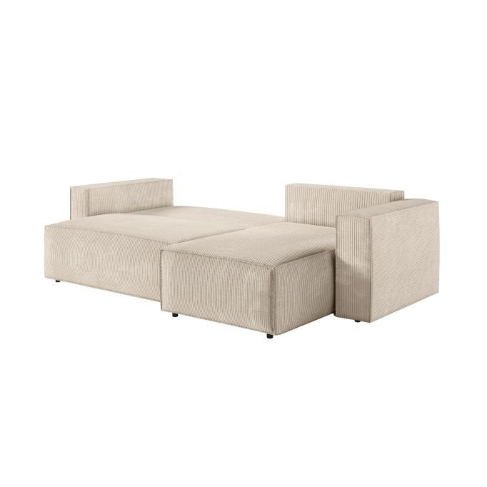 Canapé d'angle CATTERINA convertible réversible avec pouf en velours côtelé - Meublei