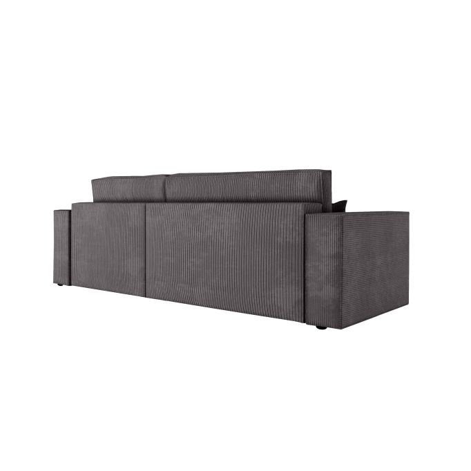 Canapé d'angle CATTERINA convertible réversible avec pouf en velours côtelé - Meublei