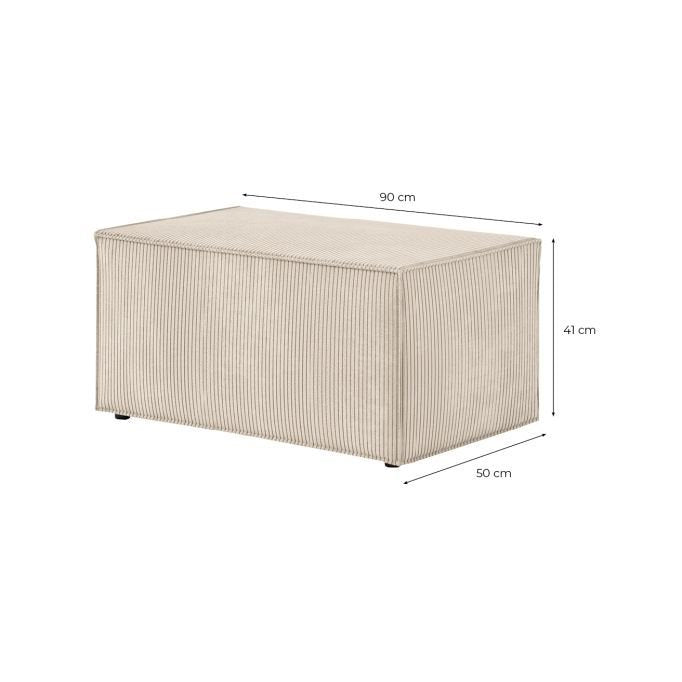 Canapé d'angle CATTERINA convertible réversible avec pouf en velours côtelé - Meublei