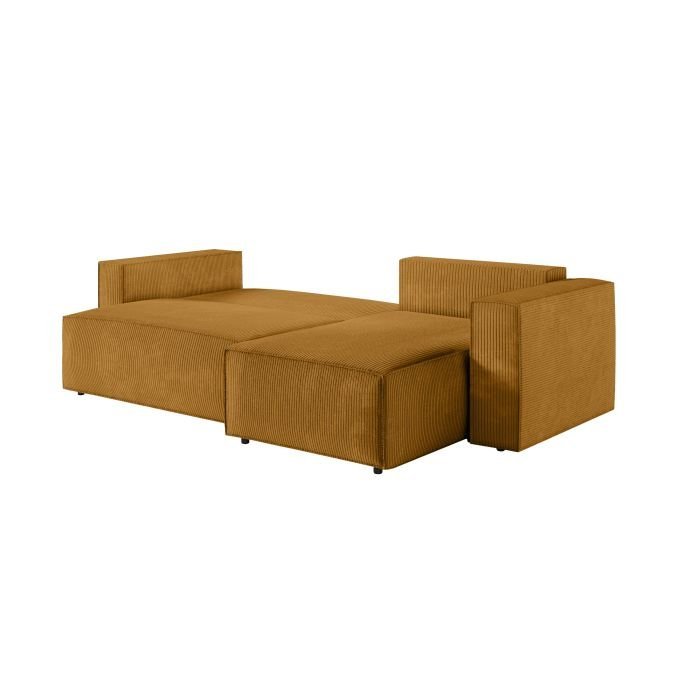 Canapé d'angle CATTERINA convertible réversible avec pouf en velours côtelé - Meublei