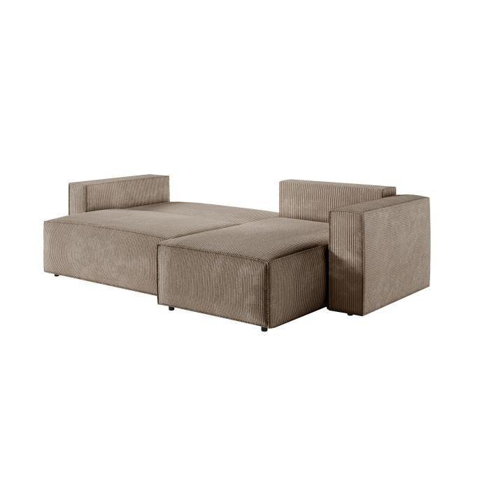 Canapé d'angle CATTERINA convertible réversible avec pouf en velours côtelé - Meublei