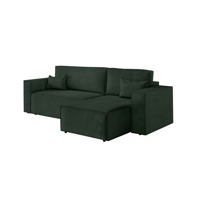 Canapé d'angle CATTERINA convertible réversible avec pouf en velours côtelé - Meublei