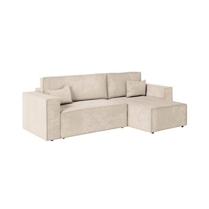 Canapé d'angle CATTERINA convertible réversible avec pouf en velours côtelé - Meublei