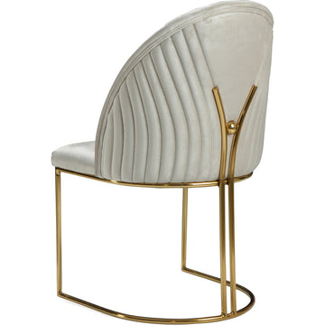 Lot de 2 chaises de salle à manger design revêtement en velours beige et piètement en acier inoxydable doré collection VASCO