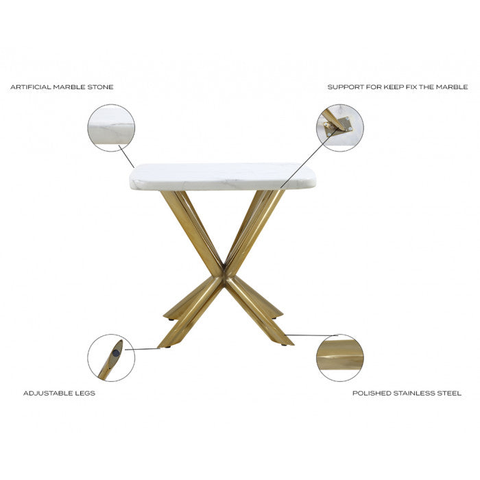 Table d'appoint avec plateau en marbre blanc et piétement en acier inoxydable - Meublei