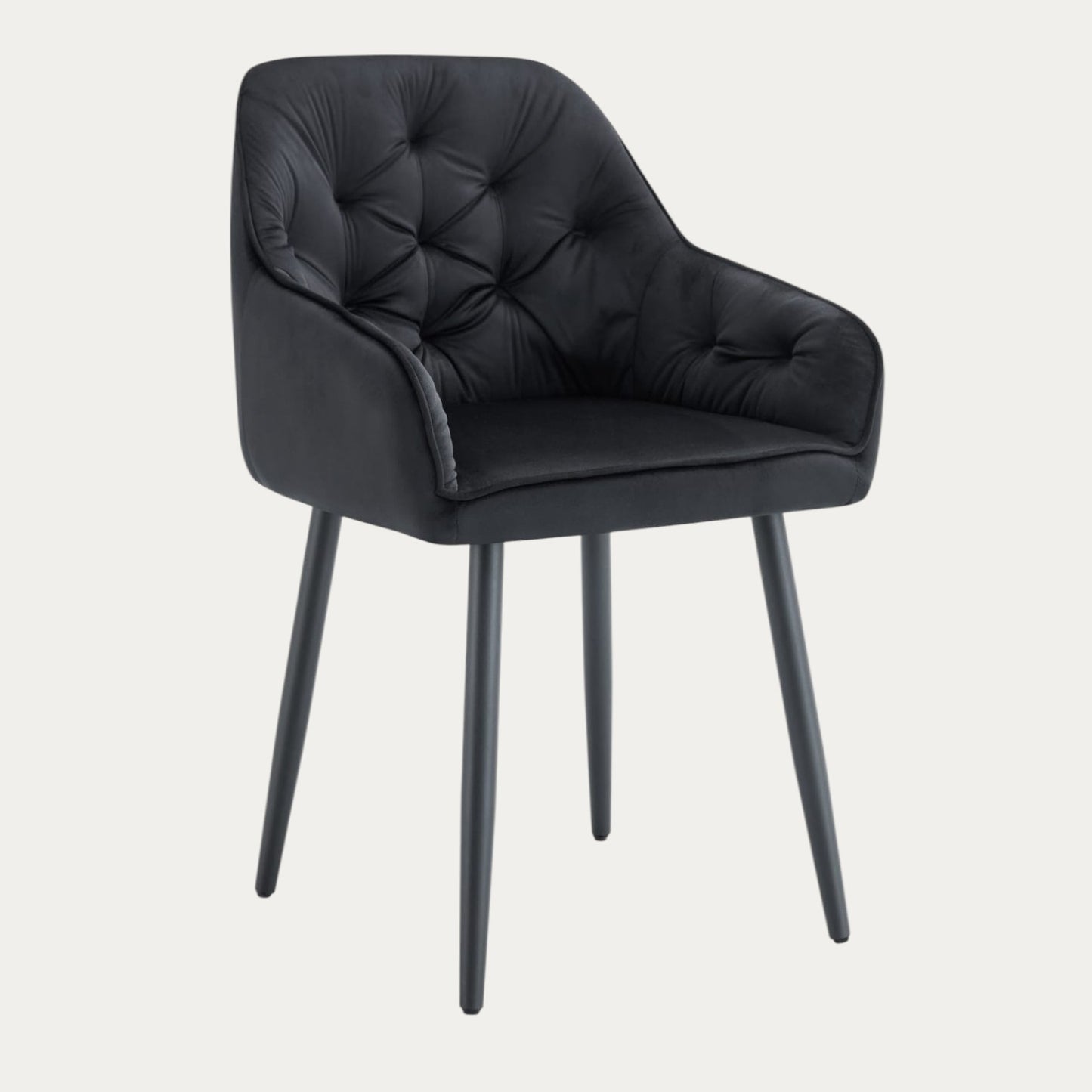 Chaise Assise en velours  avec Piètement en métal noir - Meublei