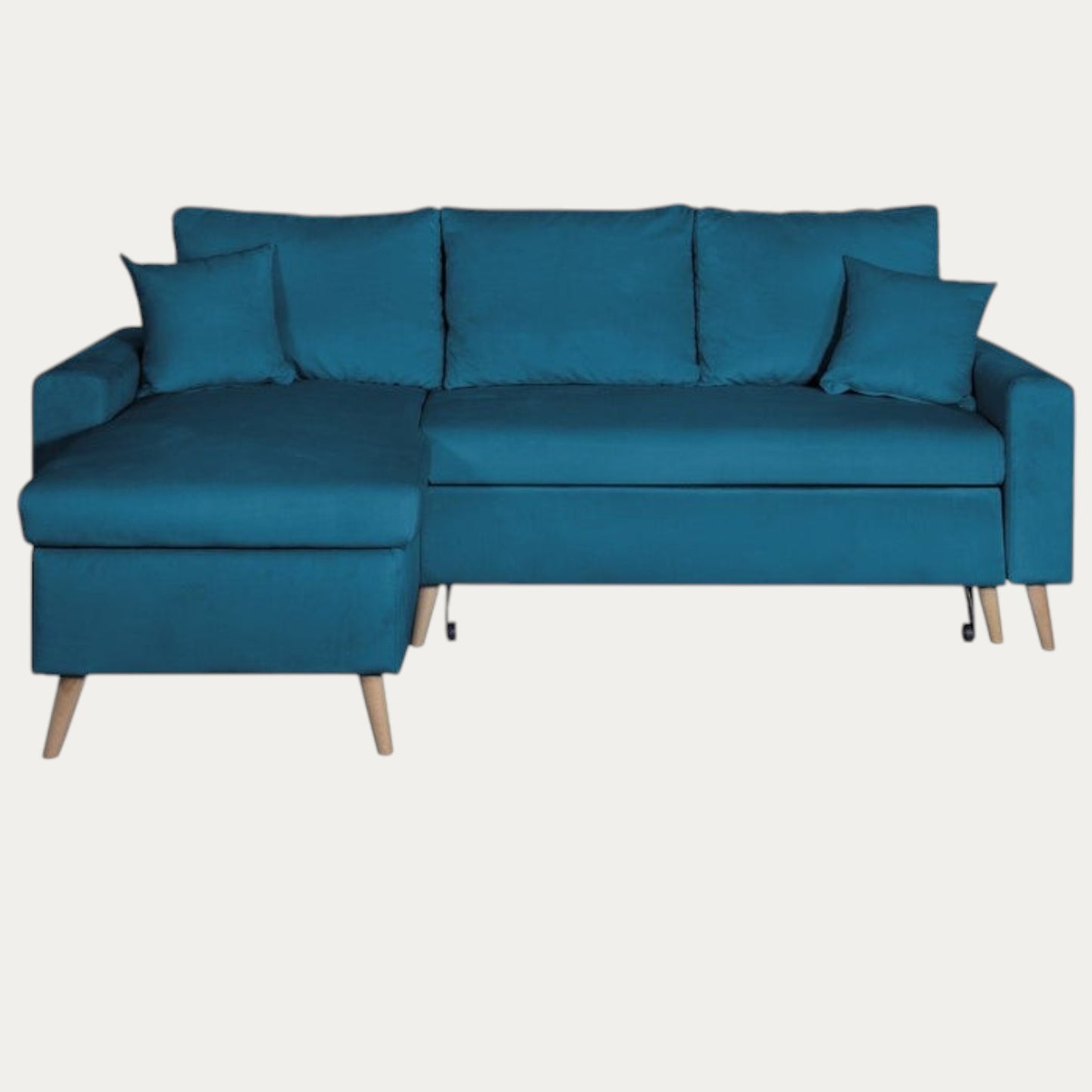 Canapé d'angle scandinave convertible réversible avec coffre en velours - Meublei