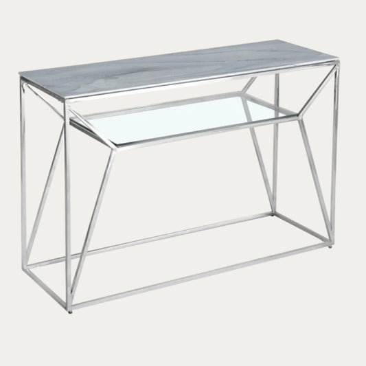 Console en verre ou marbre  structure dorée ou argentée - Meublei