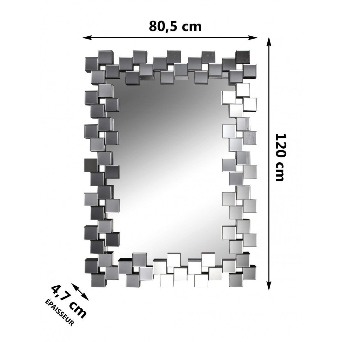 miroir mural  Argenté 120 cm x 85 cm x 4,7cm - Meublei