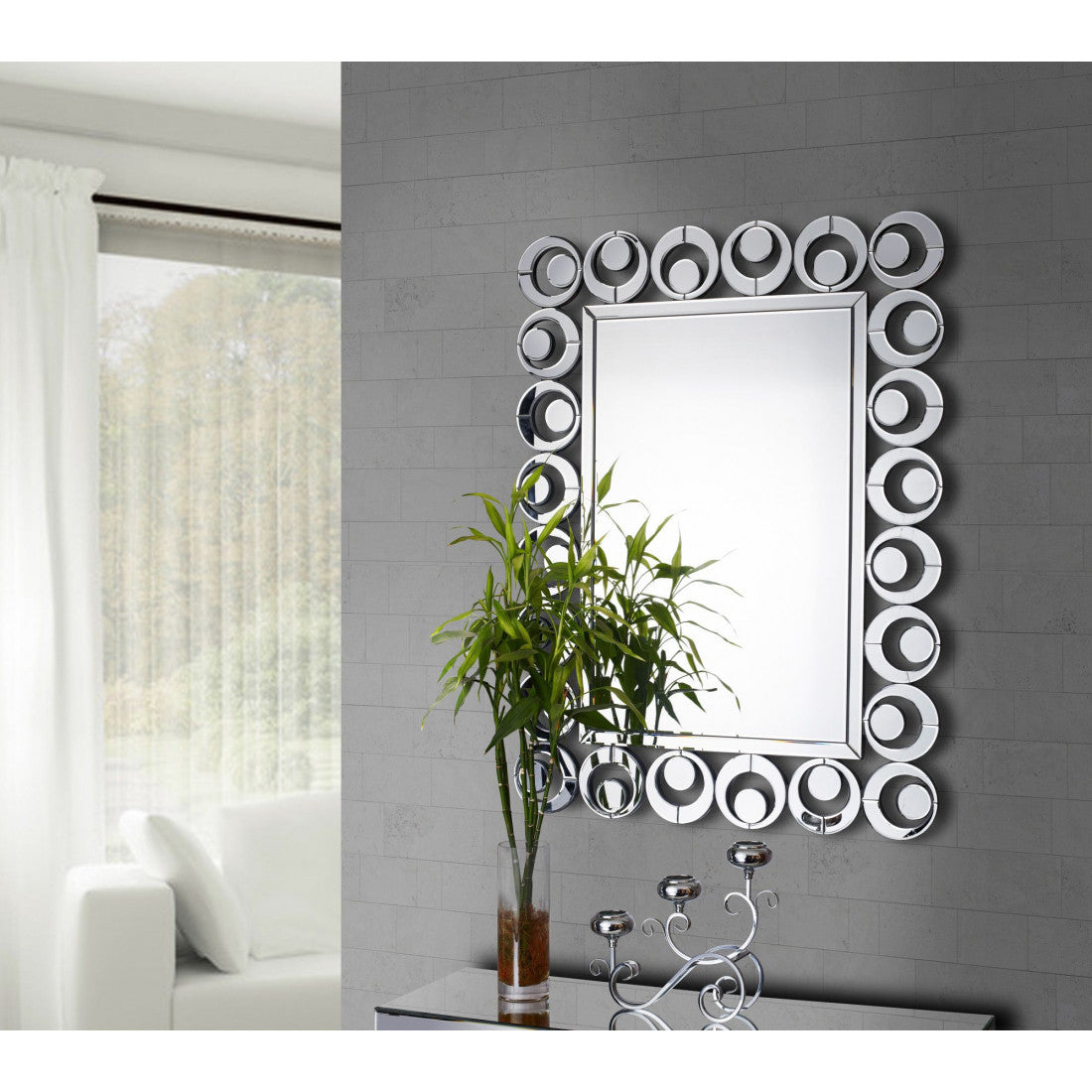 miroir mural  Argenté  120 cm x  90 x 2 - Meublei