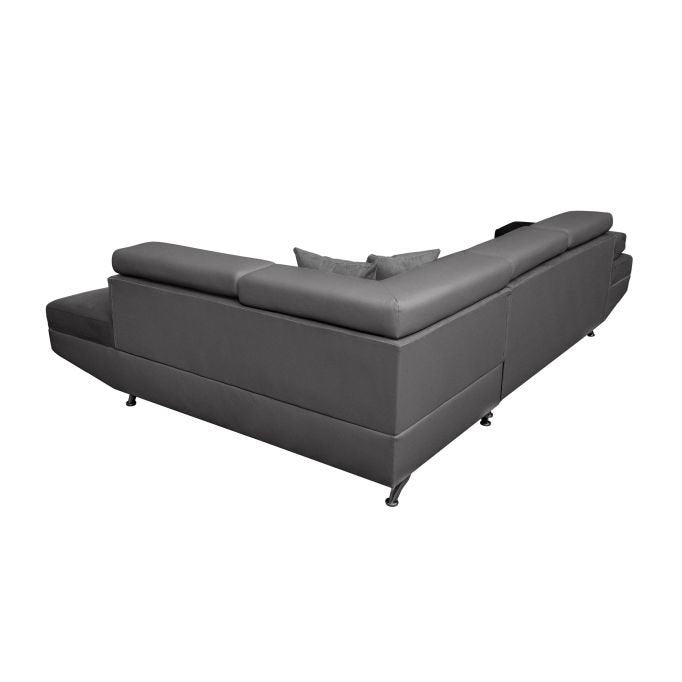 Canapé d'angle ROMEO convertible 5 places avec coffre de rangement en microfibre - Meublei