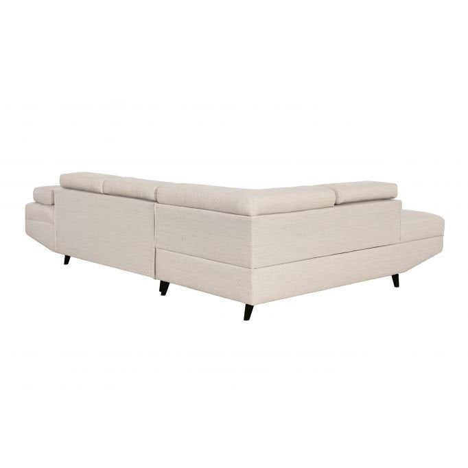 Canapé d'angle ROMEO SCANDINAVE convertible avec coffre, pieds bois noir, en tissu - Meublei