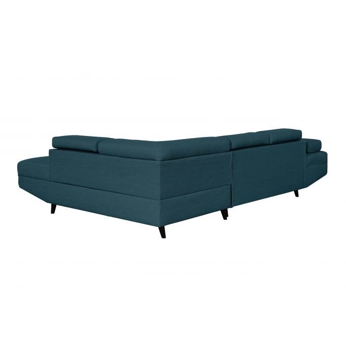 Canapé d'angle ROMEO SCANDINAVE convertible avec coffre, pieds bois noir, en tissu - Meublei