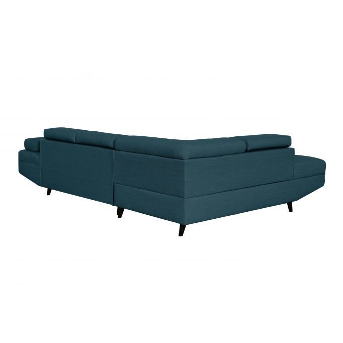 Canapé d'angle ROMEO SCANDINAVE convertible avec coffre, pieds bois noir, en tissu - Meublei