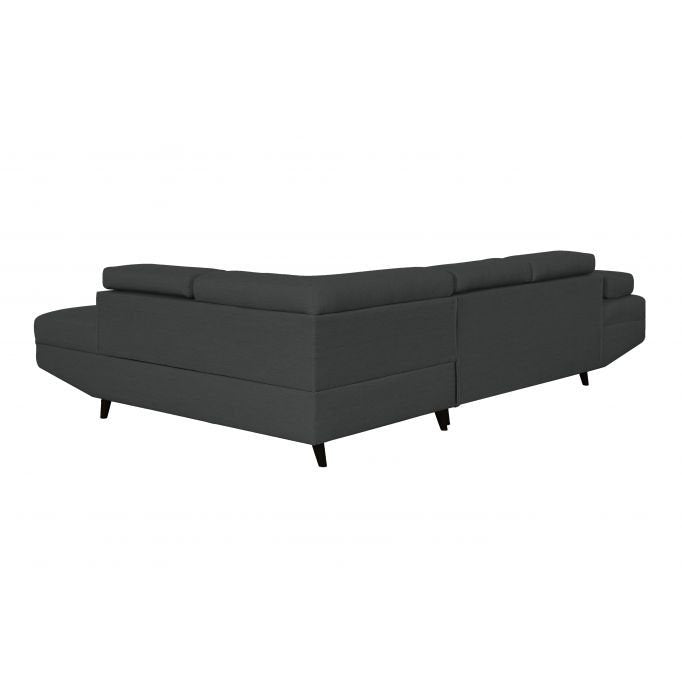 Canapé d'angle ROMEO SCANDINAVE convertible avec coffre, pieds bois noir, en tissu - Meublei