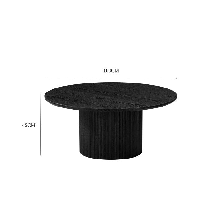 Table Basse en Chêne Noirci avec Piétement Cylindrique en MDF - Meublei